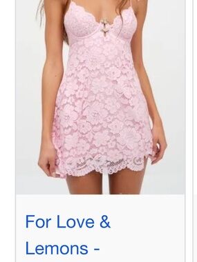 For Love & Lemons Pink Lace Mini Dress